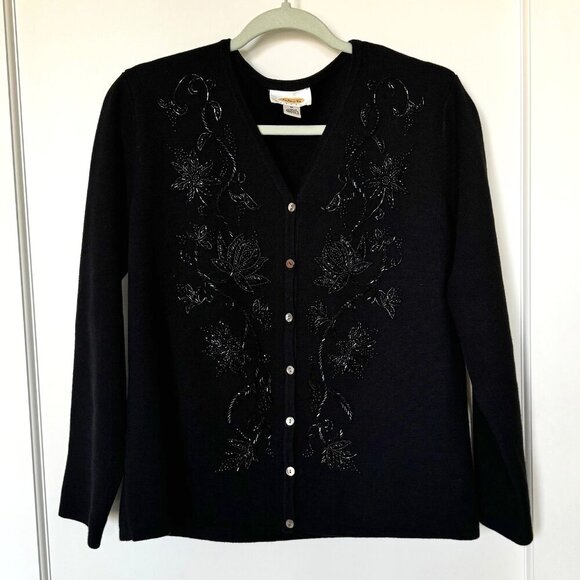 Talbots Petites Beaded Cardigan sz Medium - Picture 1 of 4